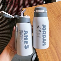 Water Cup fitness thermos cup male students with straw portable simple outdoor personality trend Creative Sports Cup