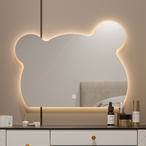 Meissenda Small Bear Mirror Bathroom Mirror Toilet Mirror Intelligent Mirror Luminous Dresser Makeup Mirror with lamp hanging wall
