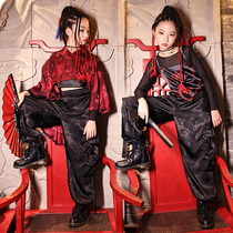 Children's National Tide Show Suit Girls Chinese Style Long Sleeve Loose Hip Hop Hip Hop Performance Suit New Year's Day Cloak Performance Suit