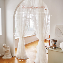 Fared Lace Yarn Curtain Euphotic non-permeable retro Lococo Cocoa Balcony Floating Window Living-room Curtain White Bedroom veil
