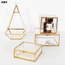 Light luxury metal glass storage tray ins Nordic decorative ornaments creative home cosmetics display jewelry box