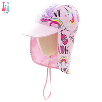 Childrens sun-proof hat baby hat Princess wind shading hat speed dry outdoor swimming cap neck beach wind protection