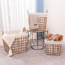 Dirty clothes basket dirty clothes storage basket straw laundry basket household dirty clothes basket Nordic ins Wind dirty clothes basket weaving