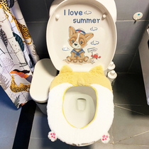 Toilet bathroom waterproof stickers toilet puppy toilet stickers creative personality toilet cover decorative stickers self-adhesive wall stickers