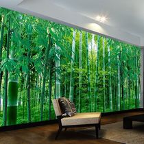 HD bamboo forest landscape 3D three-dimensional quick installation Wall guard wall highlight painting bamboo TV background green bamboo wood fiberboard painting