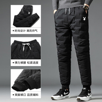 Playboy down cotton pants mens pants Korean trend autumn and winter thickened warm outdoor sports long cotton pants