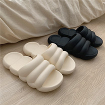  Couple home slippers men and women indoor household Japanese fashion thick bottom deodorant non-slip bathroom bath slippers summer