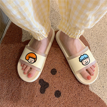 ins tide couple home slippers summer new cute cartoon indoor non-slip flat bath cool slippers men and women