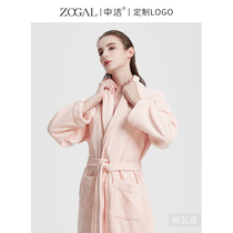 Zhongjie bathrobe womens long pajamas absorbent quick-drying cotton thickened spring and autumn velvet towel womens robe couples