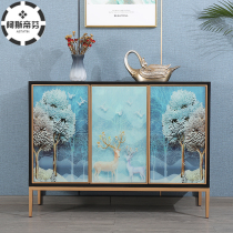Light luxury glass entrance cabinet New Chinese style foyer Feng Shui decorative cabinet Simple dining side cabinet Shoe cabinet Multi-function locker