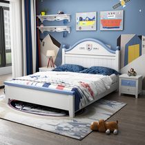Real wood bed 1 2 M adolescent childrens room white single girls and boys 1 5 meters household storage xiao hai chuang