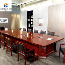 Large Conference Table Solid Wood Leather Meeting Table Meeting Room Table And Chairs Combined Bar Long Table Government Company Training Table