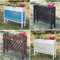 Outdoor solid wood enclosure anticorrosive wood courtyard restaurant partition fence fence flower stand flower tray decoration hotel wooden fence