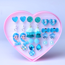 Cartoon children earring ring set accessories little girl princess painless ear clip cute girl accessories