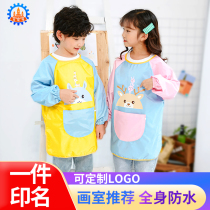 Children's Painting Clothes Long Sleeve Waterproof Velcro Custom logo Kindergarten Art Painting Clothes Apron Backwear