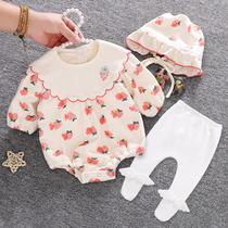 Baby girl winter clothes one year old fart clothes newborn hundred days full moon baby clothes autumn and winter suit new year jumpsuit spring