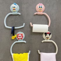 Cartoon non-perforated towel rack washcloth adhesive hook children kindergarten dormitory bathroom kitchen rag rack single rod