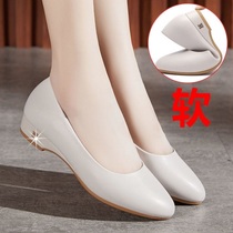 Mother shoes soft bottom women comfortable spring and autumn flat heel single shoes 2021 new middle-aged womens shoes Joker leather shoes