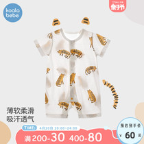 Corra nose and nose tiger year baby summer dress one-piece clothes pure cotton summer thin clothes baby short sleeve climbing to wits Little tiger