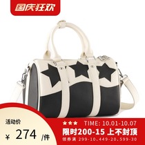 TREMINAL 21AW Samsung Bucket Men and Women Couples Tide Brand Street Black and White Patchwork Leather Satchel Shoulder Bag