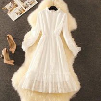Plus velvet without velvet New thick warm lace dress long fairy inside wear slim base skirt
