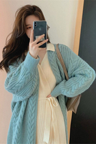  Pregnant women sweater jacket autumn mid-length fashion net red knitted cardigan outer wear western-style top wild autumn and winter