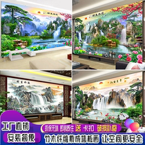 Chinese landscape landscape 3d bamboo wood fiberboard painting integrated board quick wall panel painting decoration TV background wall painting