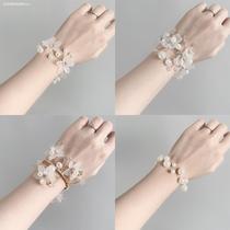 High-end childrens wrist flower bridesmaid hand flower performance Dancing wedding little princess flower girl bracelet hand tied flower performance