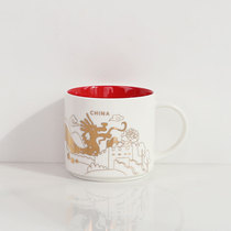 Golden dragon mug Xingba Wind bronze medal Ceramic cup Retro Golden dragon mug couple anniversary water cup handmade