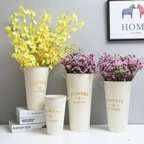 Nordic Wind Home Wake Flowers Bucket Flowers flowers Flowers Buckets of Bucket Accessories Iron Barrel Creative water Iron Bucket Large Vase Iron Basin