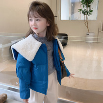 Children 90 duvet clothes for children 2021 autumn and winter new foreign air baby short jacket Winter girl winter clothing winter style