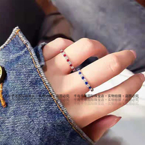 pt950 platinum red treasure stone row ring female niche design light luxury index finger stack with trend variety