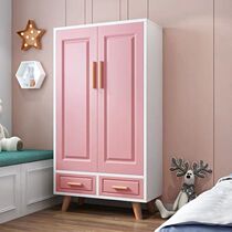 Childrens wardrobe modern simple solid wood simple home bedroom wardrobe girl cute pink baby clothes cabinet