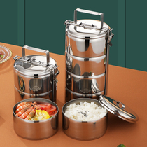 304 food-grade multi-layer lunch box layered food basket student office worker with rice steamer induction cooker can heat lunch box
