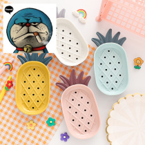 A dream cute creative soap box Nordic personality pineapple drain toilet soap box travel home punch-free