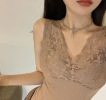 Pregnant womens coat autumn and winter lace warm vest plus velvet thickened with chest pad winter dress inner strap bottoming pregnancy