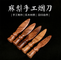 New pear pimple smoking knife full flower handmade tobacco knife press Rod little rat plum wood pipe accessories old material play gifts