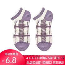 Socks Childrens Day Department Cute Cartoon Rabbit Purple Plaid Short Socks Spring Summer Thin and Tide Han Edition Boat Socks