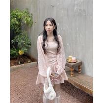 Vietnam long sleeve skirt 2021 new resort style Minority early autumn floral temperament girl slim skirt