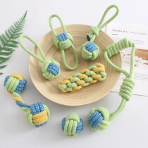 Dog toy knot molars bite-resistant tooth cleaning woven ball teddy golden hair large and medium small dog pet cotton rope toy