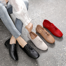 Spring and Autumn 2021 new leather Joker shoes British style womens shoes flat leather shoes soft leather lace shoes women