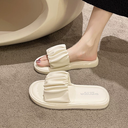 Тапочки, летняя обувь, слайдеры для выхода на улицу, мягкая подошва, из натуральной кожи, коллекция 2023