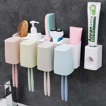  Toothbrush holder Punch-free wall-mounted automatic toothpaste squeezer Artifact squeezer Wall-suction toilet set