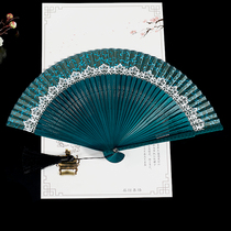 Summer retro style Hanfu womens portable dance fan folding fan Chinese style Cheongsam mini tassel folding fan bamboo