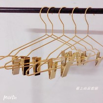 ins wind pants rack Nordic minimalist home trouser rack skirt Golden clip rose Golden Home clothing hanger