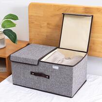 Cotton and linen clothes storage box cloth art clothes moving finishing box box folding wardrobe dormitory storage basket bag household