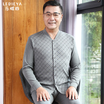 Middle-aged and elderly pure cotton big code single piece of autumn clothes for mens blouses big code daddie daddie autummy autumn pants thin and warm underwear