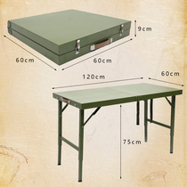 Outdoor portable camping steel table Army training folding portable table Army green conference folding marching table Simple dining table