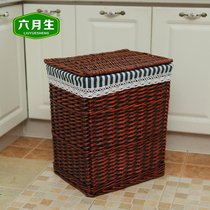 June raw rattan household dirty clothes storage basket dirty clothes basket wicker hot pot shop dirty clothes basket woven basket with cover