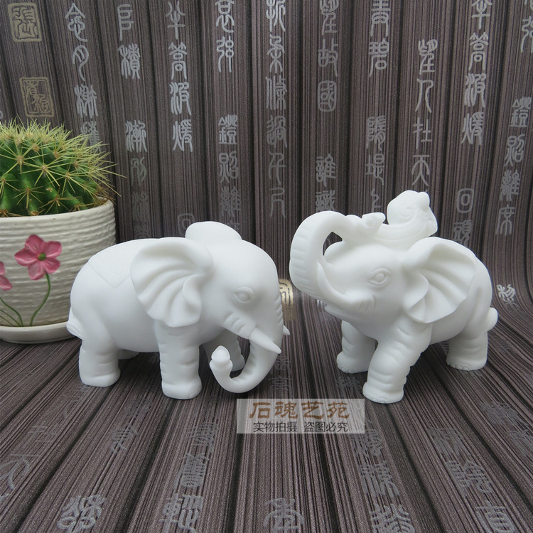 Stone Carving Han Baiyu Elephant Stone Elephant A Pair of Fengshui Zhaocai Town Residences to Prevent Evils